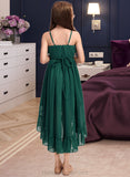 Nyla A-Line Scoop Neck Asymmetrical Chiffon Junior Bridesmaid Dress With Cascading Ruffles STIP0013395