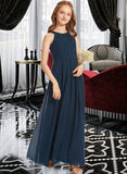 Perla A-Line Scoop Neck Floor-Length Chiffon Junior Bridesmaid Dress With Ruffle STIP0013397