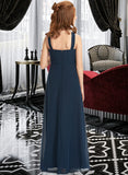 Perla A-Line Scoop Neck Floor-Length Chiffon Junior Bridesmaid Dress With Ruffle STIP0013397