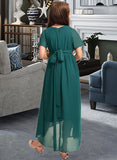 Leah A-Line Scoop Neck Asymmetrical Chiffon Junior Bridesmaid Dress With Ruffle Bow(s) STIP0013403