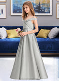 Katharine Ball-Gown/Princess Off-the-Shoulder Floor-Length Satin Junior Bridesmaid Dress STIP0013404