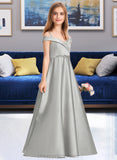 Katharine Ball-Gown/Princess Off-the-Shoulder Floor-Length Satin Junior Bridesmaid Dress STIP0013404