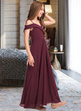 Andrea A-Line Off-the-Shoulder Floor-Length Chiffon Junior Bridesmaid Dress STIP0013408