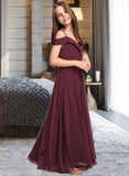 Andrea A-Line Off-the-Shoulder Floor-Length Chiffon Junior Bridesmaid Dress STIP0013408