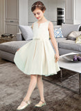 Winnie A-Line Scoop Neck Knee-Length Satin Junior Bridesmaid Dress With Bow(s) STIP0013411