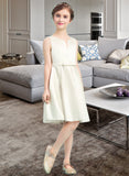 Winnie A-Line Scoop Neck Knee-Length Satin Junior Bridesmaid Dress With Bow(s) STIP0013411