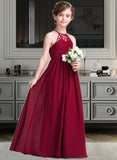 Phoebe A-Line Scoop Neck Floor-Length Chiffon Junior Bridesmaid Dress STIP0013412