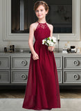 Phoebe A-Line Scoop Neck Floor-Length Chiffon Junior Bridesmaid Dress STIP0013412