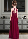 Phoebe A-Line Scoop Neck Floor-Length Chiffon Junior Bridesmaid Dress STIP0013412