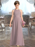 Ashanti A-LineScoopNeckFloor-LengthChiffonLaceJuniorBridesmaidDressWithRuffle#173272 STIP0013416