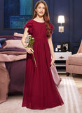 Madalyn A-Line Scoop Neck Floor-Length Chiffon Junior Bridesmaid Dress With Cascading Ruffles STIP0013417