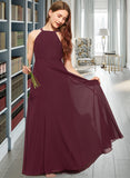 Mariela A-Line Scoop Neck Floor-Length Chiffon Junior Bridesmaid Dress STIP0013418