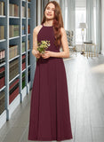 Mariela A-Line Scoop Neck Floor-Length Chiffon Junior Bridesmaid Dress STIP0013418