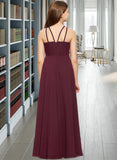 Mariela A-Line Scoop Neck Floor-Length Chiffon Junior Bridesmaid Dress STIP0013418