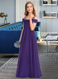 Jacey A-Line Off-the-Shoulder Floor-Length Chiffon Junior Bridesmaid Dress With Ruffle STIP0013421