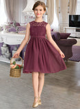 Deja A-LineScoopNeckKnee-LengthChiffonLaceJuniorBridesmaidDress#165020 STIP0013423