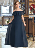 Kianna A-Line Off-the-Shoulder Floor-Length Chiffon Junior Bridesmaid Dress With Cascading Ruffles STIP0013431