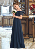 Kianna A-Line Off-the-Shoulder Floor-Length Chiffon Junior Bridesmaid Dress With Cascading Ruffles STIP0013431