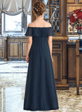 Kianna A-Line Off-the-Shoulder Floor-Length Chiffon Junior Bridesmaid Dress With Cascading Ruffles STIP0013431