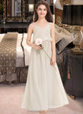 Setlla A-Line V-neck Floor-Length Chiffon Junior Bridesmaid Dress STIP0013435