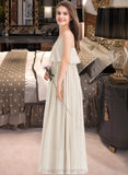 Setlla A-Line V-neck Floor-Length Chiffon Junior Bridesmaid Dress STIP0013435