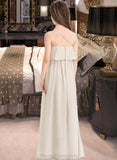 Setlla A-Line V-neck Floor-Length Chiffon Junior Bridesmaid Dress STIP0013435