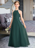 Cynthia A-Line Scoop Neck Floor-Length Chiffon Junior Bridesmaid Dress STIP0013442