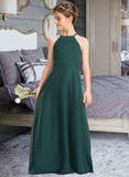 Cynthia A-Line Scoop Neck Floor-Length Chiffon Junior Bridesmaid Dress STIP0013442