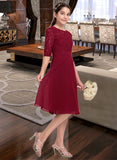 Eleanor A-Line Scoop Neck Knee-Length Chiffon Junior Bridesmaid Dress STIP0013443