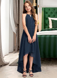 Maleah A-Line Scoop Neck Asymmetrical Chiffon Junior Bridesmaid Dress With Bow(s) Ruffles STIP0013445