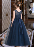 Beryl Ball-Gown/PrincessScoopNeckFloor-LengthTulleJuniorBridesmaidDressWithSash#126265 STIP0013449