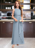 Delaney A-Line Scoop Neck Floor-Length Chiffon Junior Bridesmaid Dress With Cascading Ruffles STIP0013450