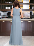 Delaney A-Line Scoop Neck Floor-Length Chiffon Junior Bridesmaid Dress With Cascading Ruffles STIP0013450