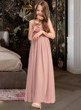 Kyra A-Line Scoop Neck Floor-Length Chiffon Junior Bridesmaid Dress With Ruffle STIP0013451