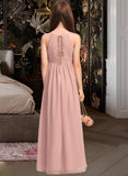 Kyra A-Line Scoop Neck Floor-Length Chiffon Junior Bridesmaid Dress With Ruffle STIP0013451