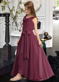 Cadence A-Line Cowl Neck Asymmetrical Chiffon Junior Bridesmaid Dress With Bow(s) STIP0013454