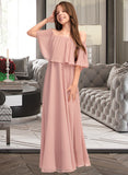 Novia A-Line Off-the-Shoulder Floor-Length Chiffon Junior Bridesmaid Dress With Ruffle STIP0013459