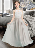 Angelica A-Line Scoop Neck Floor-Length Chiffon Junior Bridesmaid Dress STIP0013463