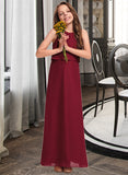 Kamari A-Line Scoop Neck Floor-Length Chiffon Junior Bridesmaid Dress With Ruffles STIP0013465