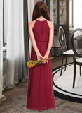 Kamari A-Line Scoop Neck Floor-Length Chiffon Junior Bridesmaid Dress With Ruffles STIP0013465