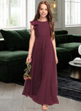 Kiersten A-Line Scoop Neck Floor-Length Chiffon Junior Bridesmaid Dress With Cascading Ruffles STIP0013466