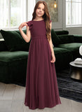 Kiersten A-Line Scoop Neck Floor-Length Chiffon Junior Bridesmaid Dress With Cascading Ruffles STIP0013466