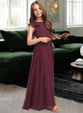 Kiersten A-Line Scoop Neck Floor-Length Chiffon Junior Bridesmaid Dress With Cascading Ruffles STIP0013466