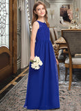 Raelynn A-Line Scoop Neck Floor-Length Chiffon Lace Junior Bridesmaid Dress STIP0013469