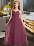 Cheryl A-Line Sweetheart Floor-Length Chiffon Junior Bridesmaid Dress With Ruffle STIP0013470