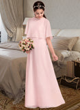 Germaine A-Line Scoop Neck Floor-Length Chiffon Junior Bridesmaid Dress STIP0013472