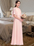 Germaine A-Line Scoop Neck Floor-Length Chiffon Junior Bridesmaid Dress STIP0013472