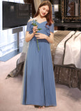 Alessandra A-Line Off-the-Shoulder Floor-Length Chiffon Junior Bridesmaid Dress With Ruffle Bow(s) STIP0013475