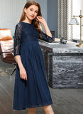 Paige A-Line Scoop Neck Tea-Length Chiffon Lace Junior Bridesmaid Dress STIP0013477