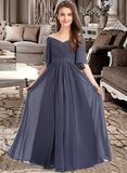 Serenity A-Line Off-the-Shoulder Floor-Length Chiffon Junior Bridesmaid Dress With Ruffle Bow(s) STIP0013479